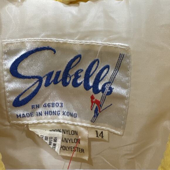 Subello Sz 14 Yellow Ski Snow Suit Belted Zip Snap Rad Vintage 80s90s April TMNT - Picture 2 of 10